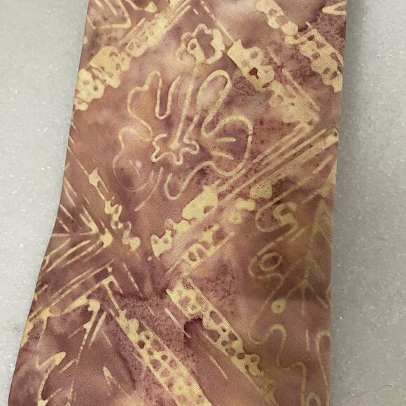 VTG Brite Ties Silk Screen Autumnal Faded Rust Cotton Tie Boho Artsy Hippie - Picture 5 of 12